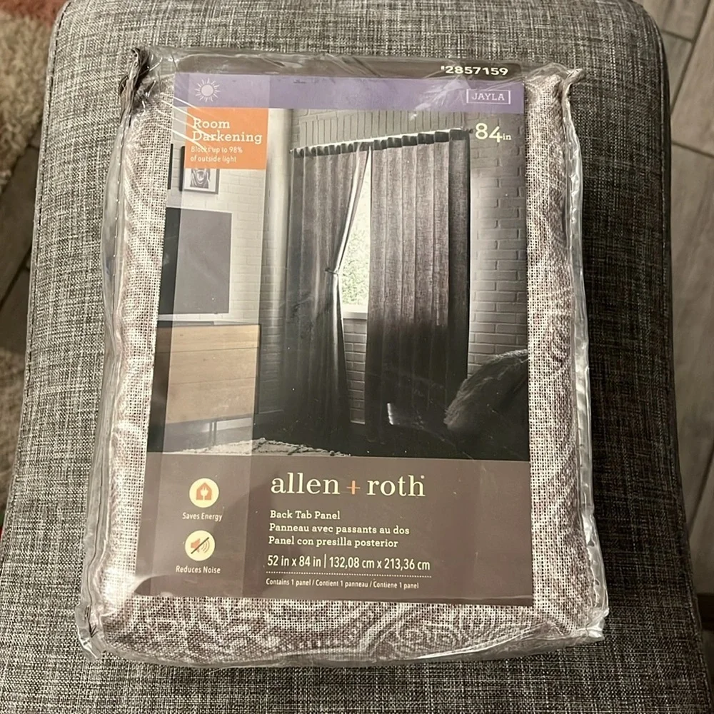 allen + roth 84-in Taupe Room Darkening Interlined Back Tab Single Curtain Panel